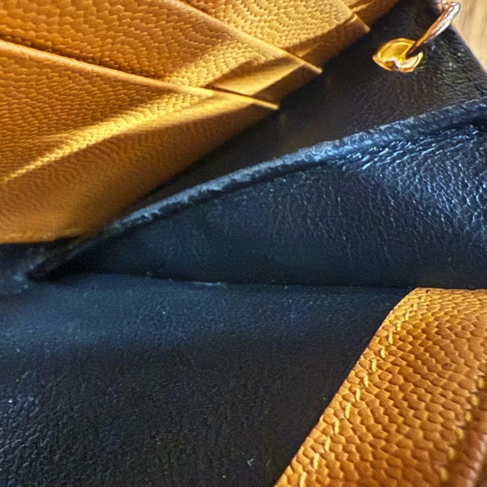 Saint Laurent YSL Cassandre Envelope Leather Wallet on Chain Mustard with COA